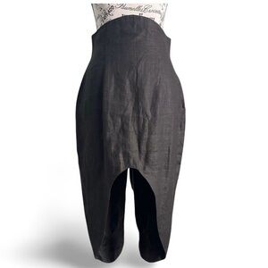 🇨🇦 80s Vintage Les Ravisseurs Linen Architectural High Waist Skirt Avant Garde
